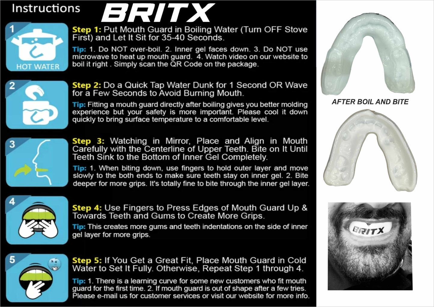 BRITX Mouth Guard Boxing MMA Rugby Gum Shield Teeth Protection Senior-Junior