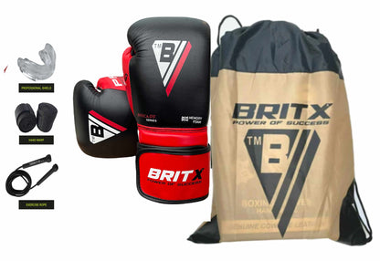 BRITX Broca Boxing Gloves Professional Cowhide Leather Competition Training Sparring Kick Fight Gloves
