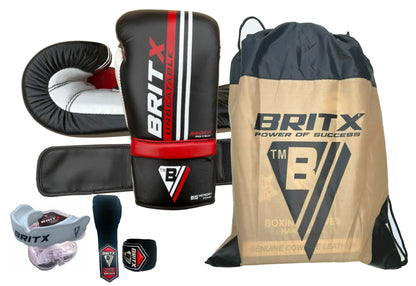 BRITX Boxing Gloves Cowhide Leather Competition Training Sparring Kick Fight Gloves